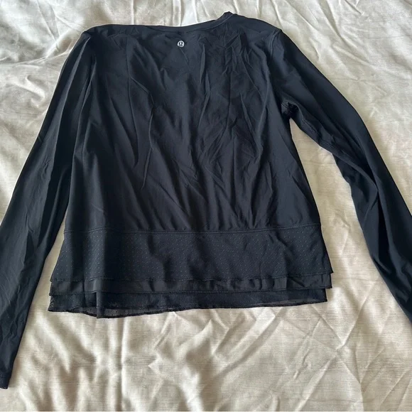 Lululemon Black Mesh Hem Long Sleeve Top – Approx. Size 8 - Picture 5 of 7
